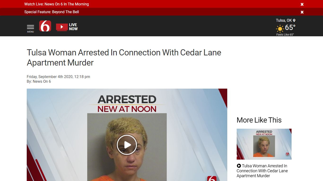 Tulsa Woman Arrested In Connection With Cedar Lane Apartment Murder